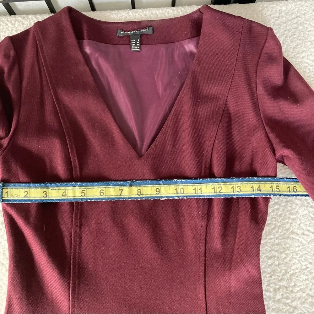 Jason Wu Merlo Bodycon Long Sleeve Ribbed V-Neck Above Knee Dress Red Xsmall - Image 8