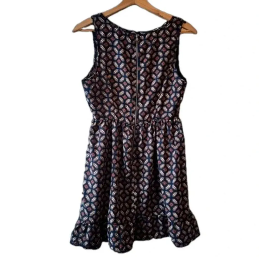 Vintage Blue Geometric print sundress Medium mini Y2K sleeveless cowgirl boho - Image 2