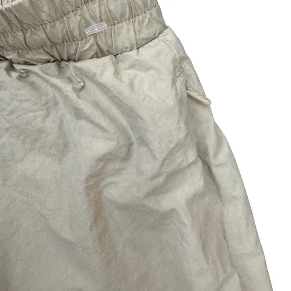 Kith Womens Running Poplin Shorts Size XS Beige Zip Pockets Lined Crinkle Gym - Image 4