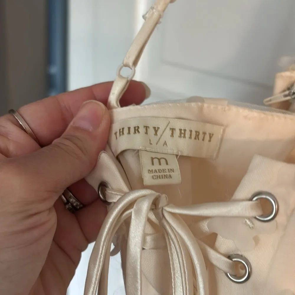 Thirty Thirty LA Butterfly Appliqué Elegant Cream Maxi Dress Size M - Image 7