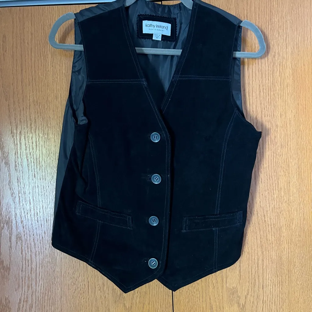 Vintage early Y2K Kathy Ireland Black leather Women's Vest - Image 2