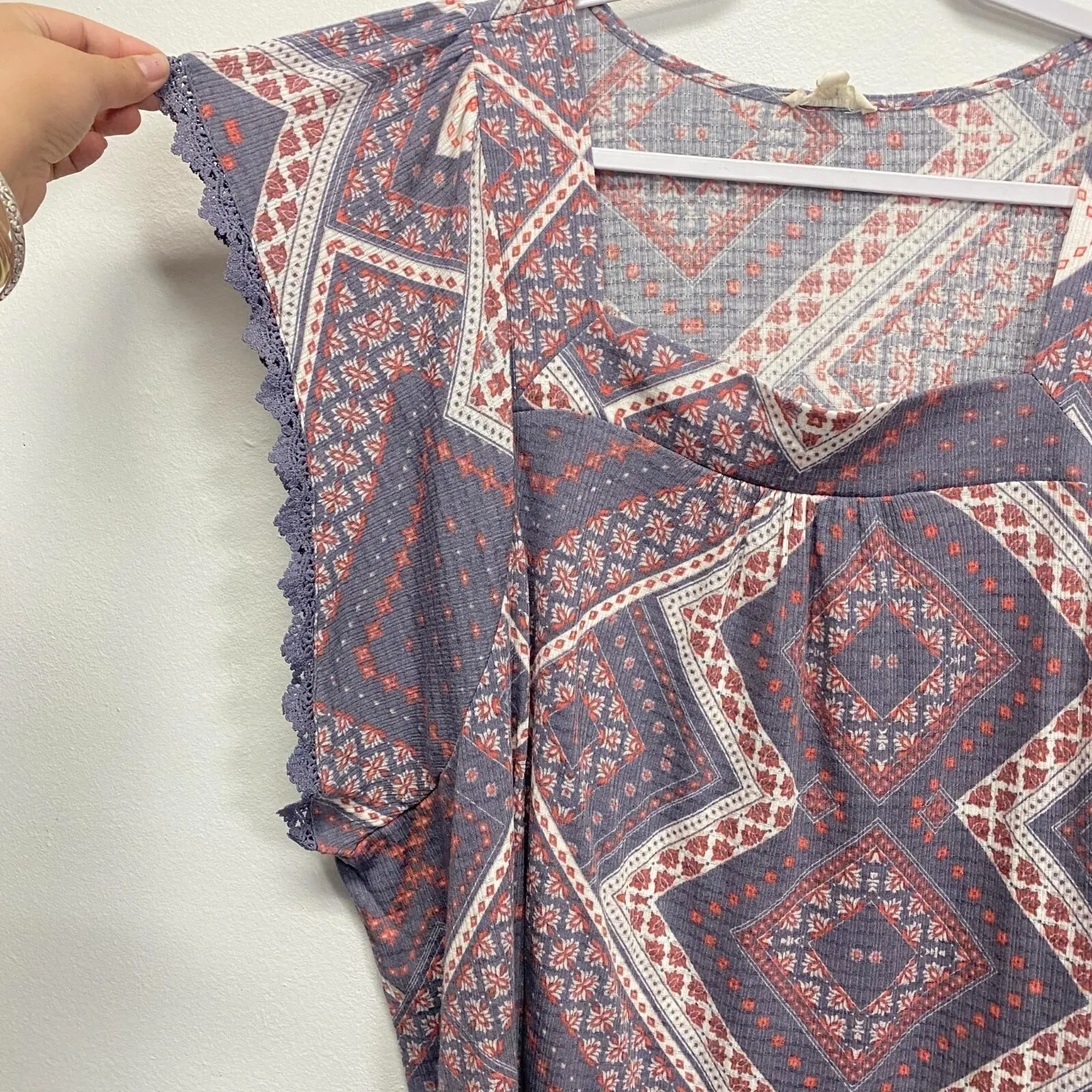 Como Blu womens 3X square neck Geometric Print Country Coastal Folk Retro Mature Size undefined - Image 4