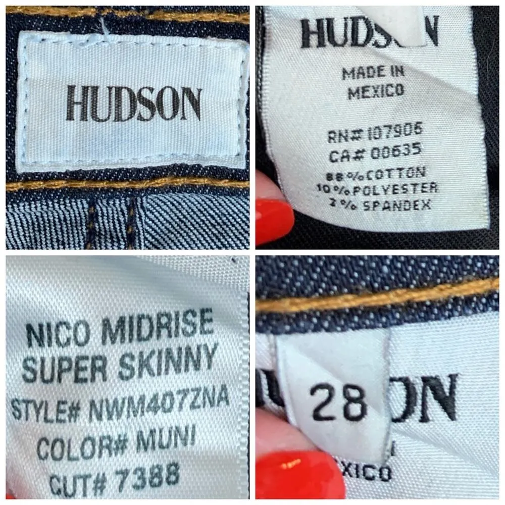 Hudson Jeans Women's Nico Mid-rise Super Skinny Dark Wash Jeans Size 28 - Image 5
