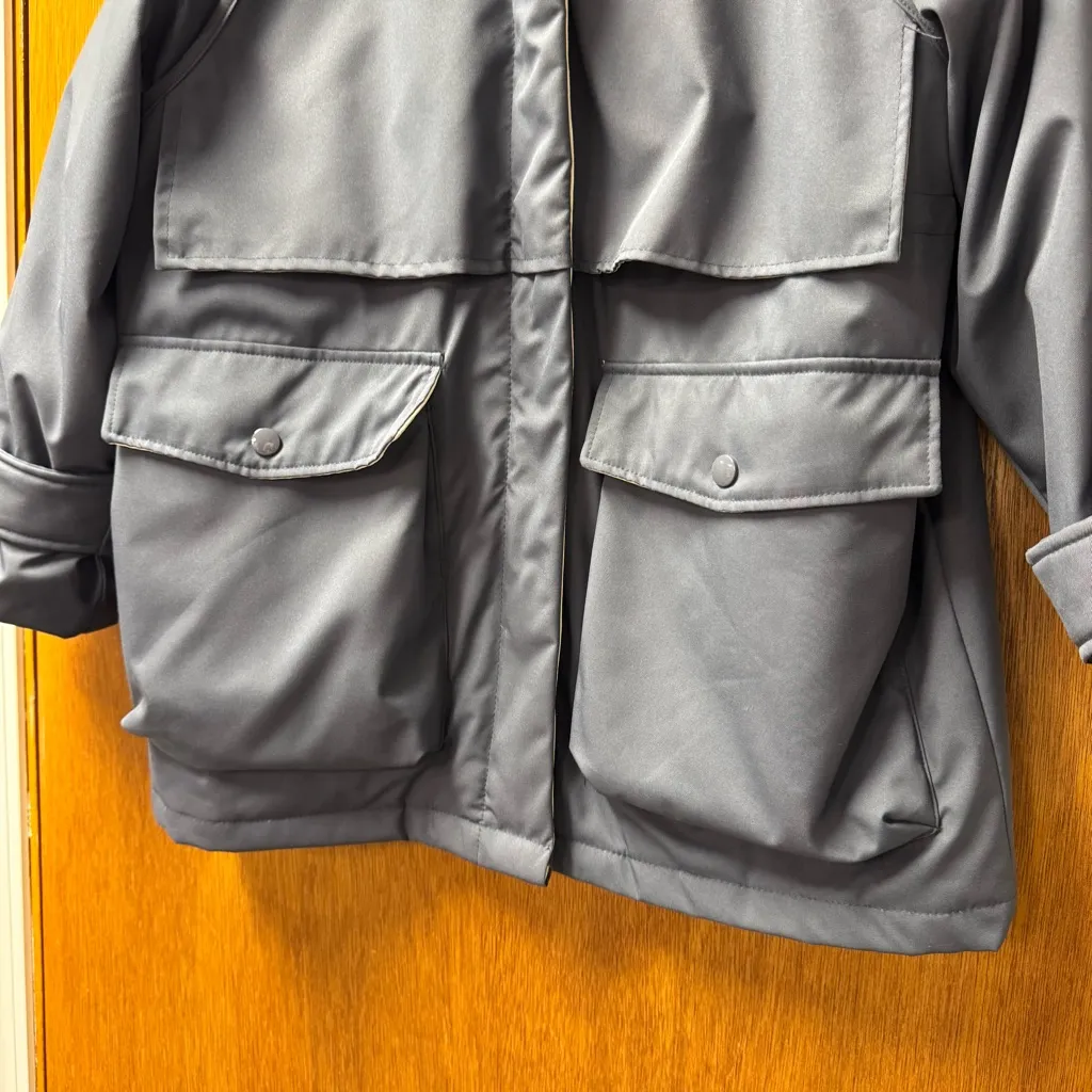 Nap Loungewear Hooded Drawstring Duck Down Filled Parka Coat Hazel Blue Large L - Image 7