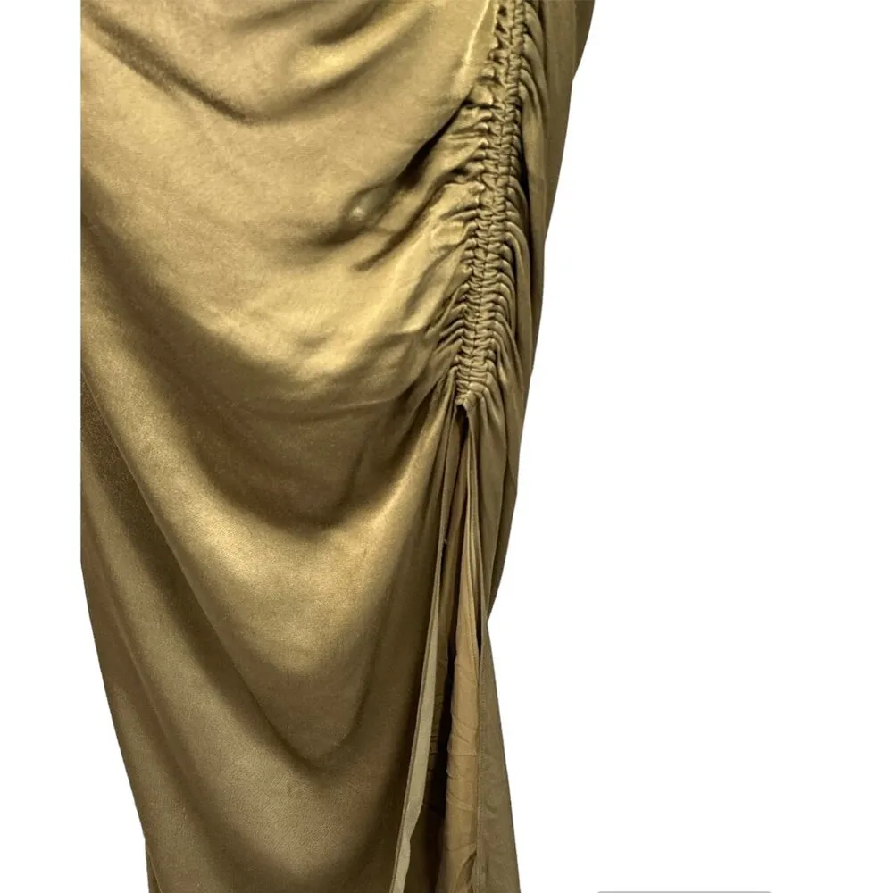 Shona Joy Thalia Bias Ruched Midi Dress in Cumin 10 New Womens Cocktail - Image 8