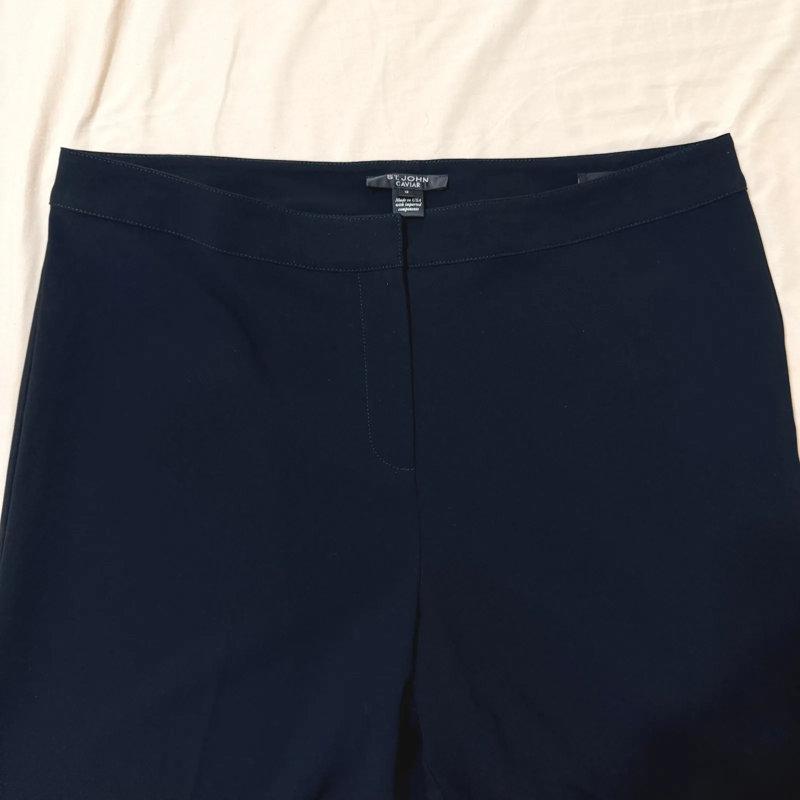 St John Caviar Collection Diana Wide Leg Crepe Pants Womens Size 12 Black Office - Image 5