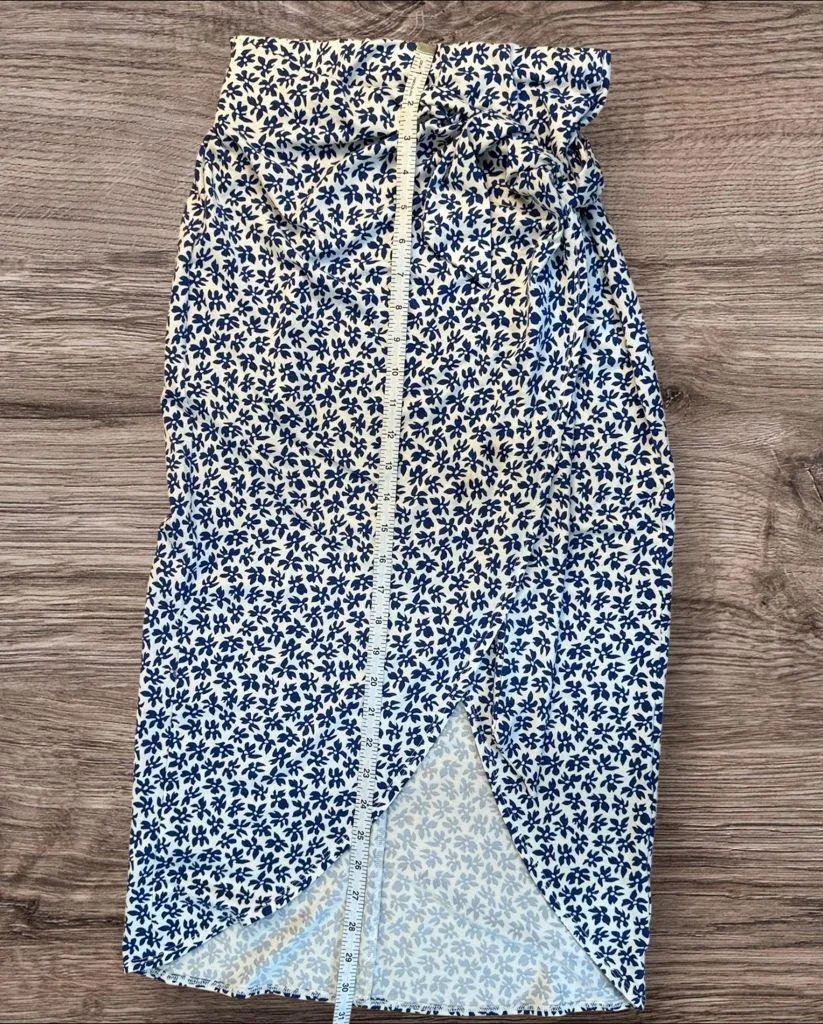 REFORMATION Rika Knit 2 Piece Set Bombay Blue/White Floral Stretch Rare Size XS - Image 16