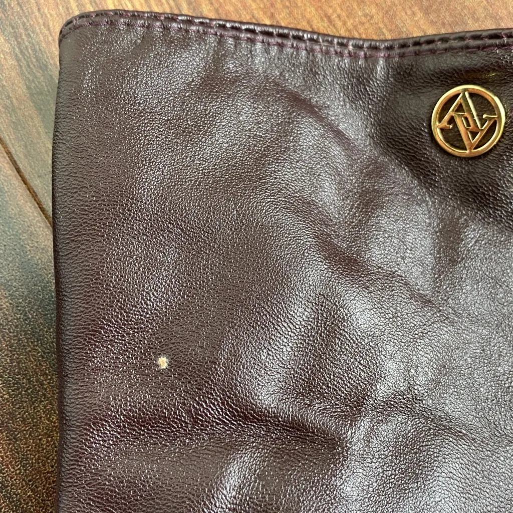 Adrienne Vittadini Oxblood Leather Gloves Cashmere Wool Lining Size Medium - Image 4