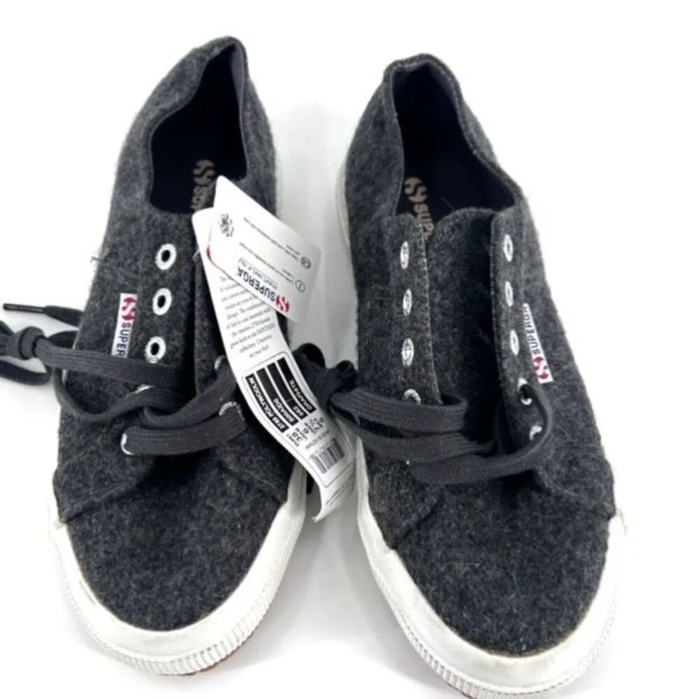 NWT Superga Unisex Wool Blend Lace Up Low Top Sneaker Shoes Charcoal Gray Size 6 - Image 2