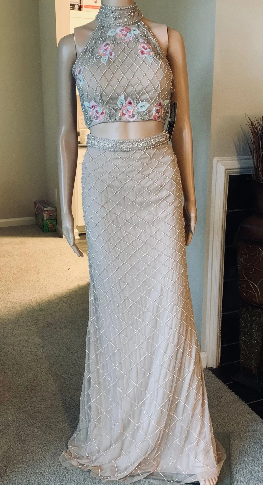 Two Piece High Neck Prom Dress - Image 6