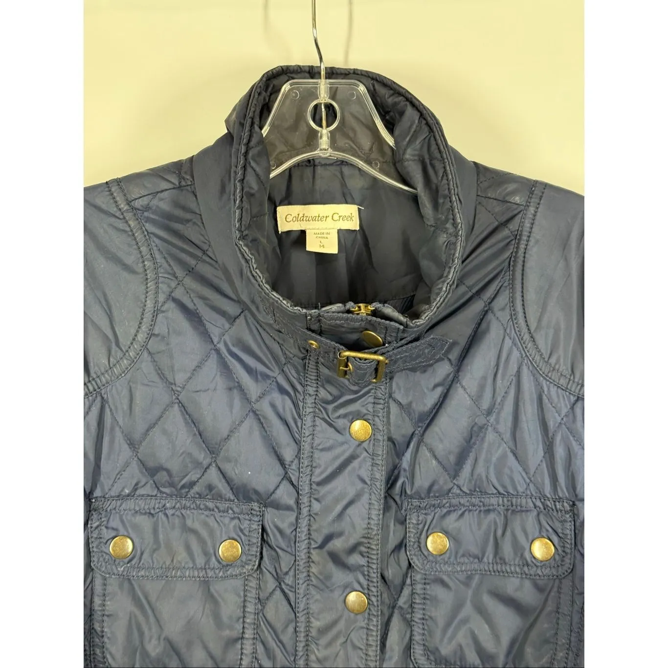 Coldwater Creek Women thin puffer quilt navy blue jacket size L/14 - Image 3