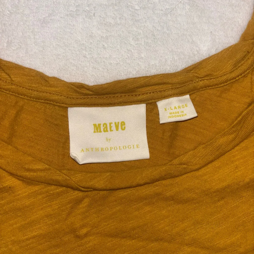 Maeve by Anthropologie mustard gold yellow cold shoulder shirt, size XL - Image 2
