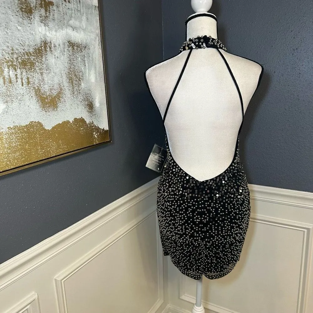 Retrofete Olivia Sequin Ombré Mini Dress Black Size L - Image 10