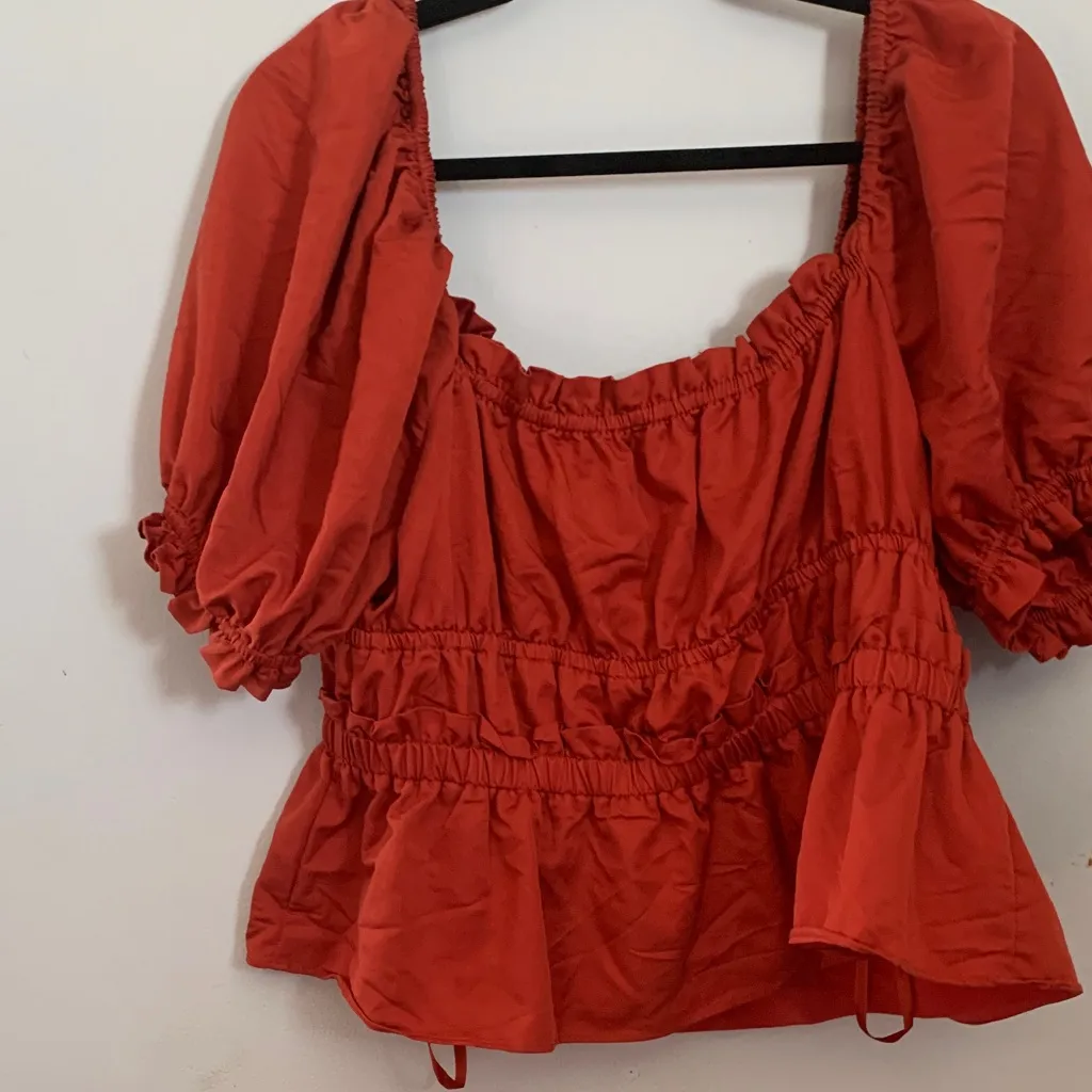 ANTONIO MELANI Red Puff Sleeve Blouse - Image 6