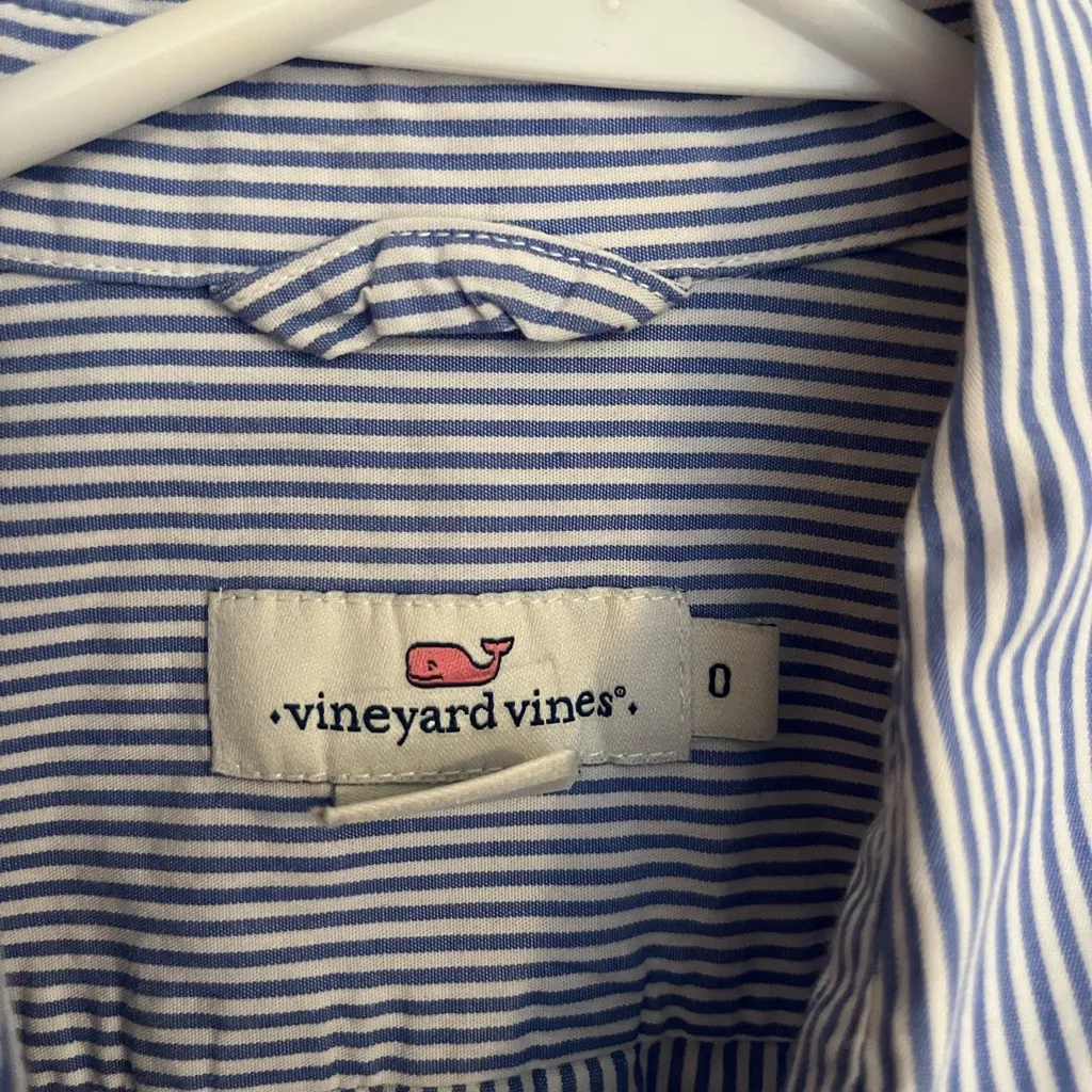 [Vineyard Vines] Blue/White Striped Button Down Shirt‎ - Size 0 - Image 4