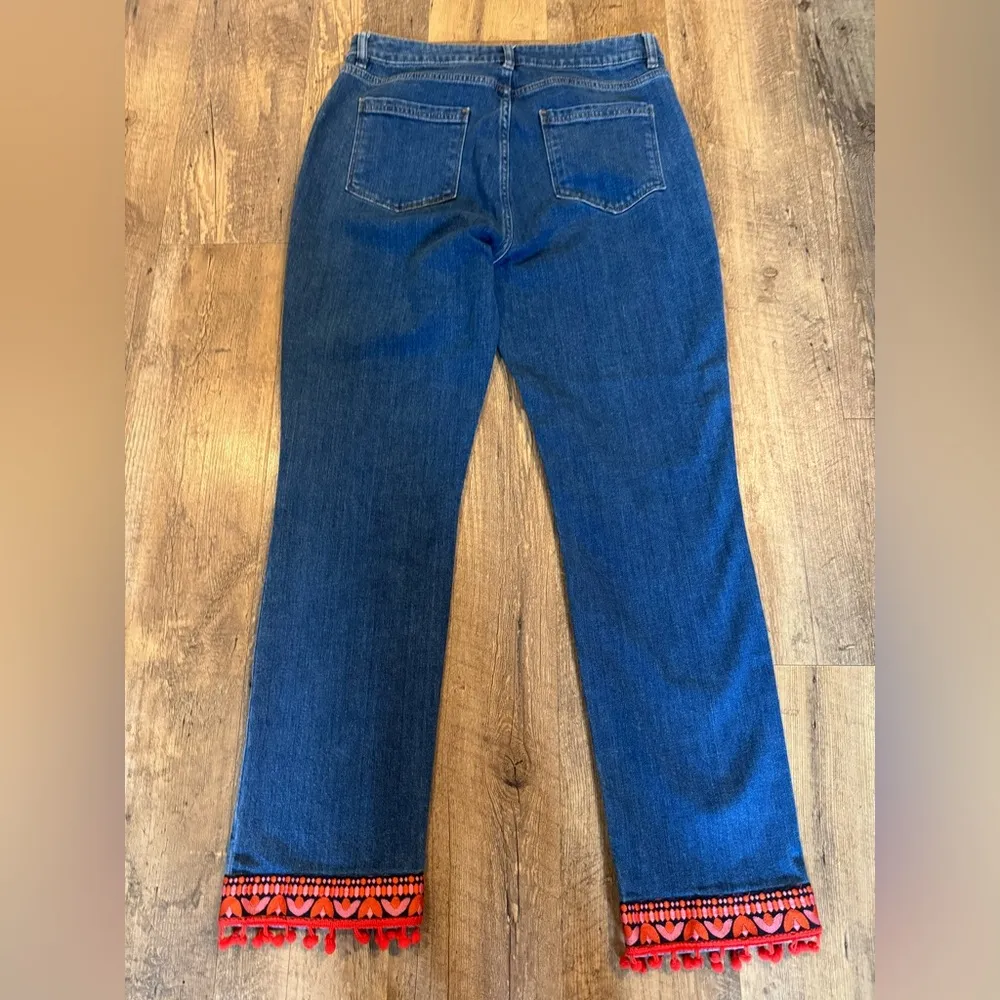 Boden the Cambridge Ankle Skimmer Jeans with Red Cuff Accents 10Long Blue Size 10 - Image 6