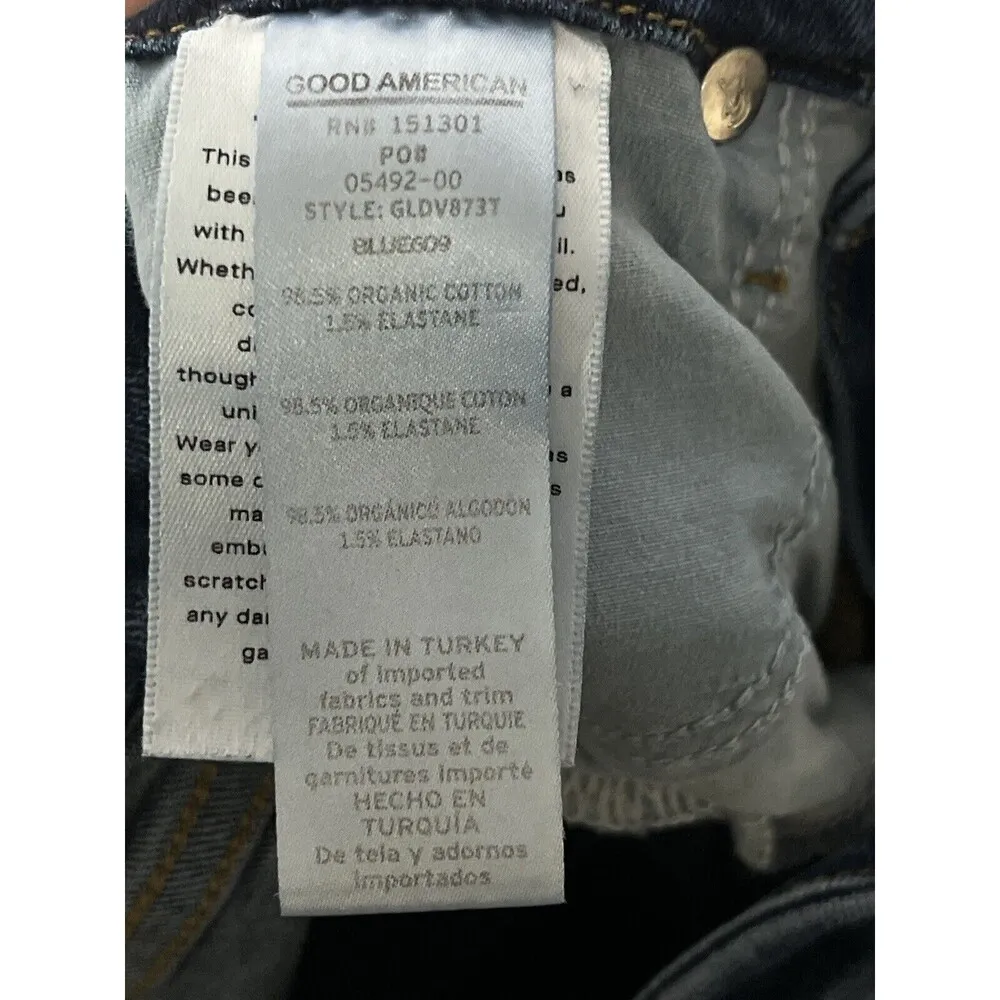 Good American Good Waist Deep V High Rise Skinny Jeans - Blue / Size 8 - Image 4