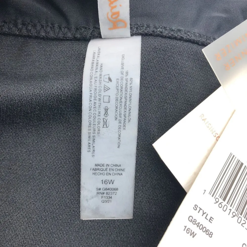 Raisins Curve Plus Size Calina Solids Echo Skirt Swim Bikini Bottom Black 16W - Image 6