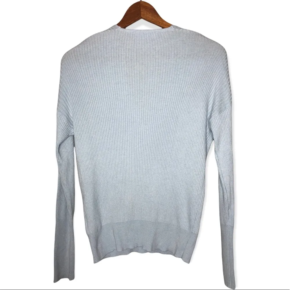 Elodie Faux Wrap V-neck Ribbed Knit Long Sleeve Sweater - Image 4