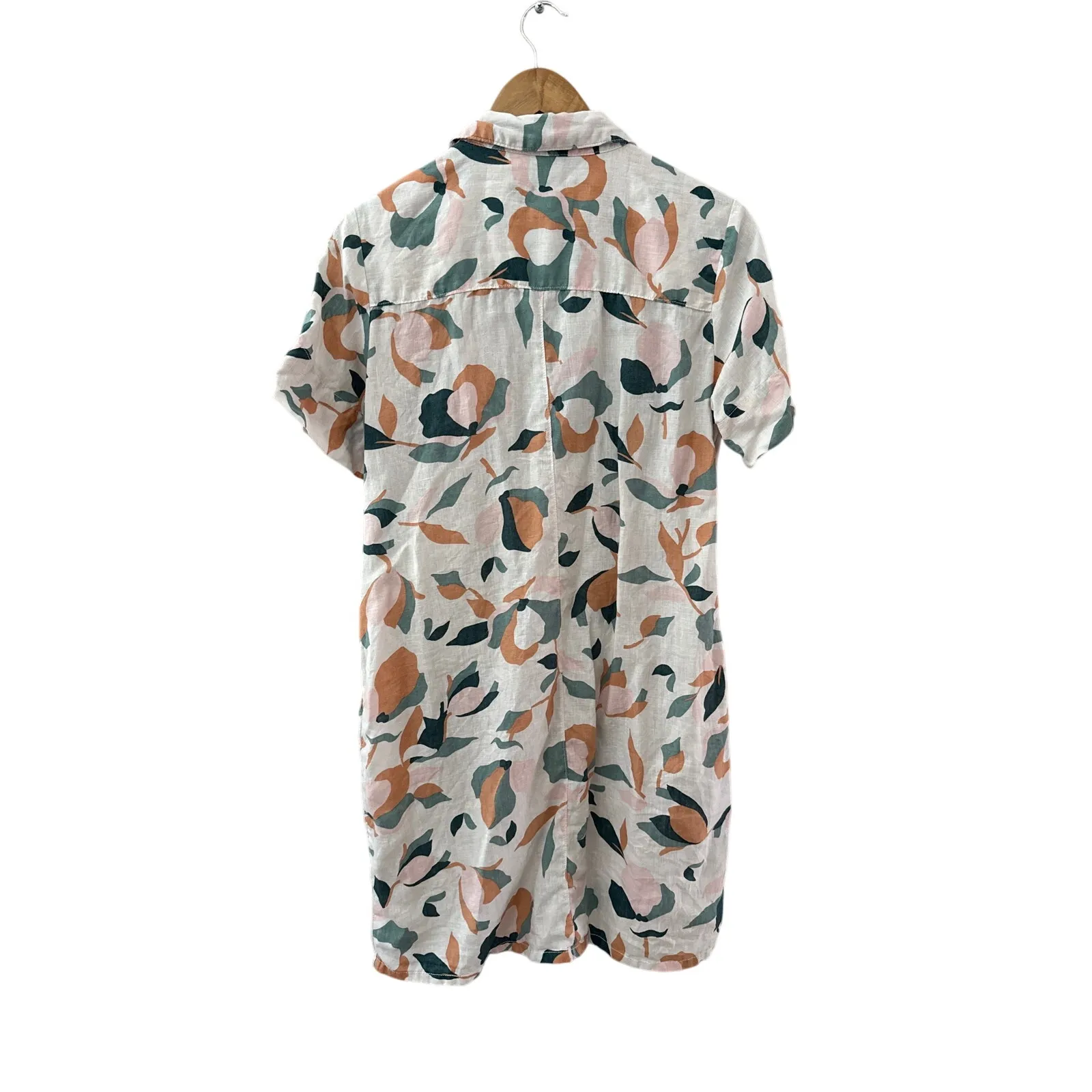 Rachel Zoe Linen Short Sleeve Button Up‎ Tee Shirt Dress Multicolor Size Small - Image 6