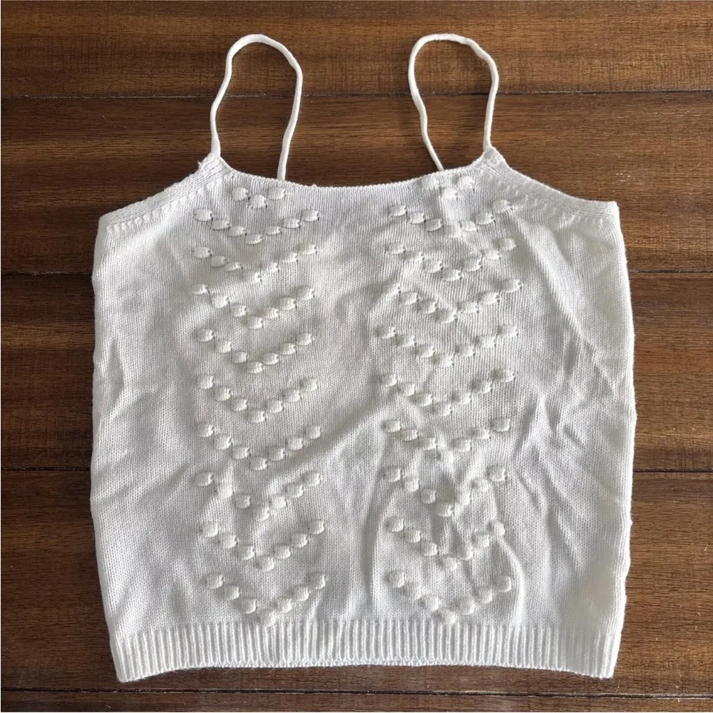 Andree by the Unit Small Ivory Spagetti Strap Tank Sweater Knit - Image 5