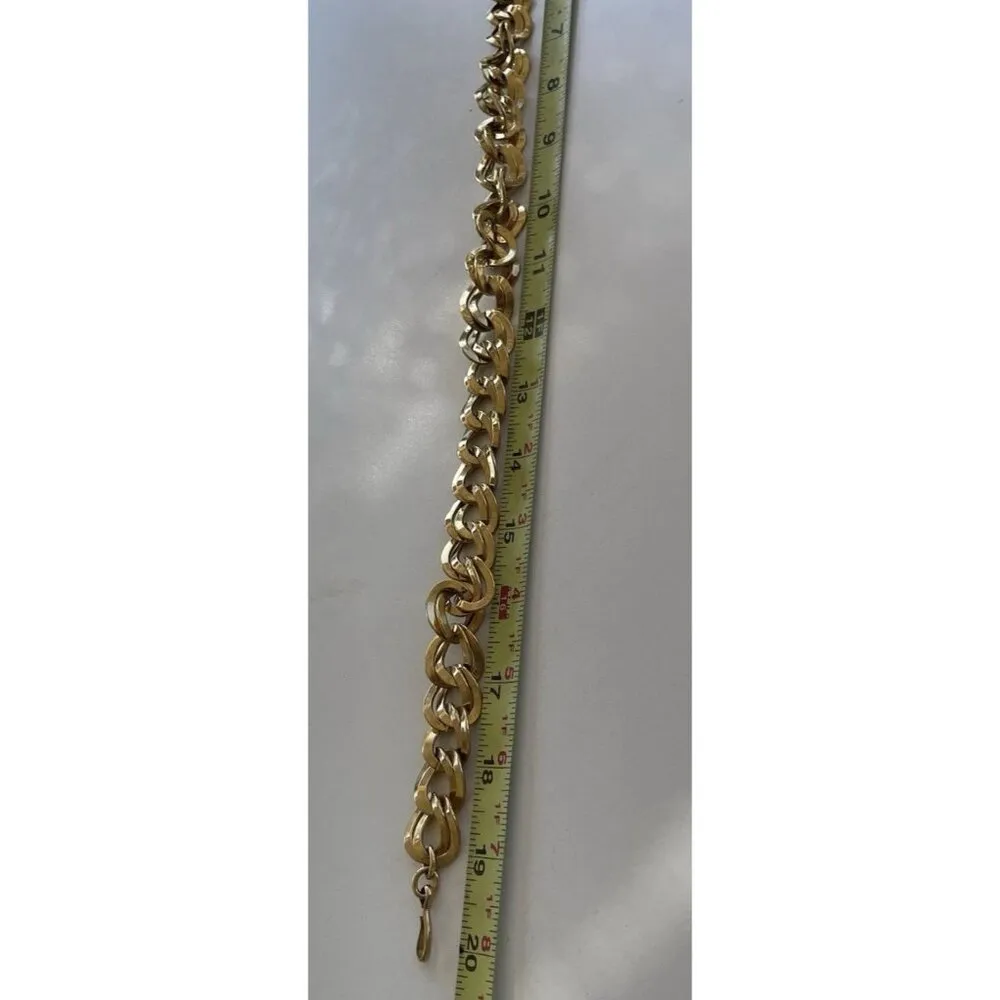 Vintage Monet Gold Tone Chunky Flat Double Curb Link Chain Necklace Signed 20” - Image 10