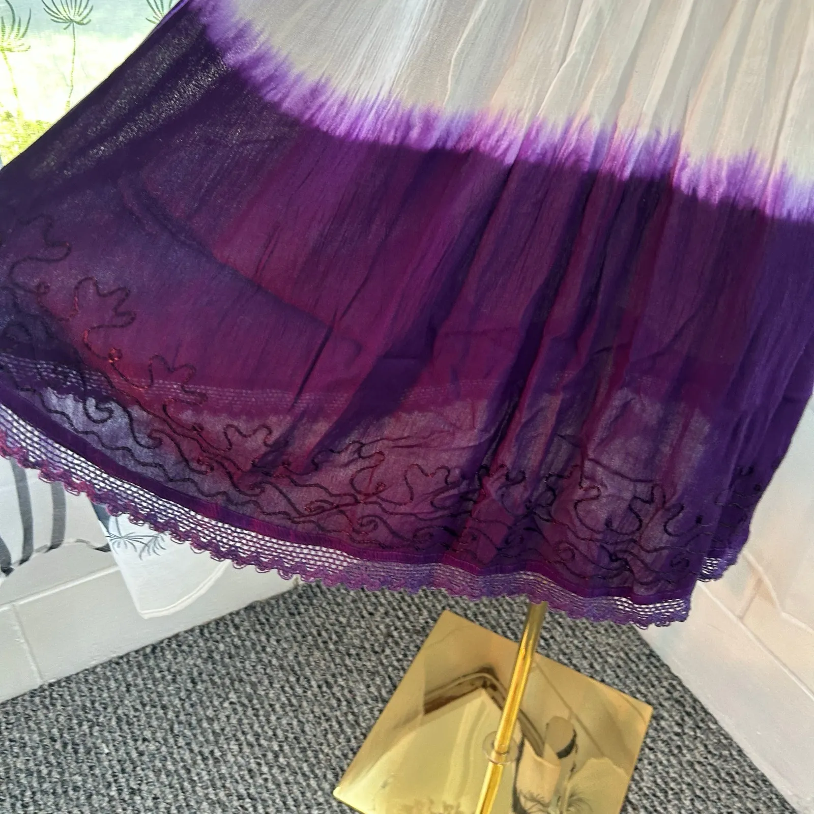 India Boutique NWT Top Women OSFM Purple Ombre Embroidered Crochet Boho Peasant White Size undefined - Image 8