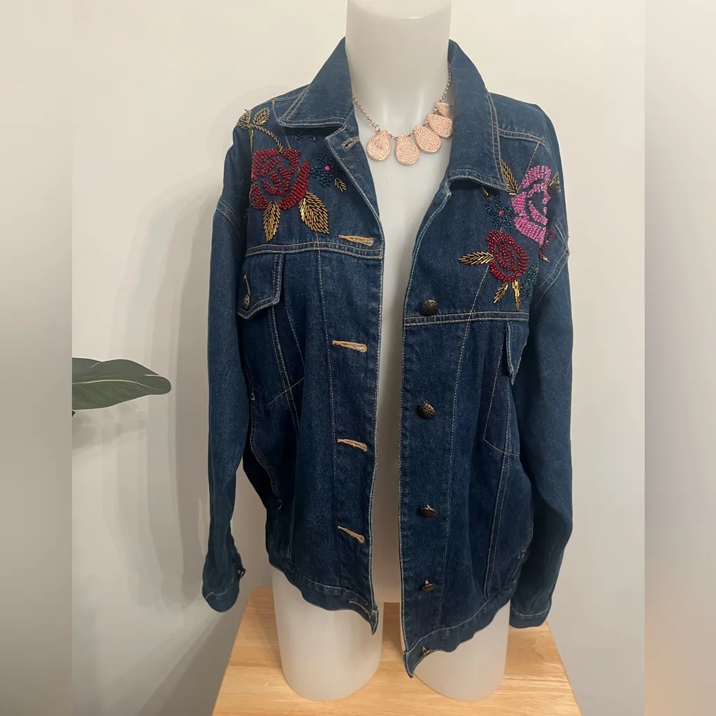 Carol Little beaded jean jacket Size 4 - Image 2