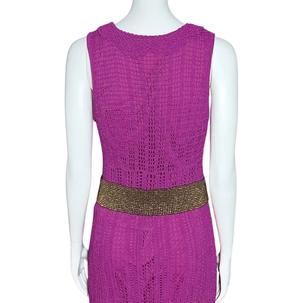 Vintage Bronze Beaded Belt Wooden Buckle Boho Western Festival. Stretch 32” XL Gold - Image 6