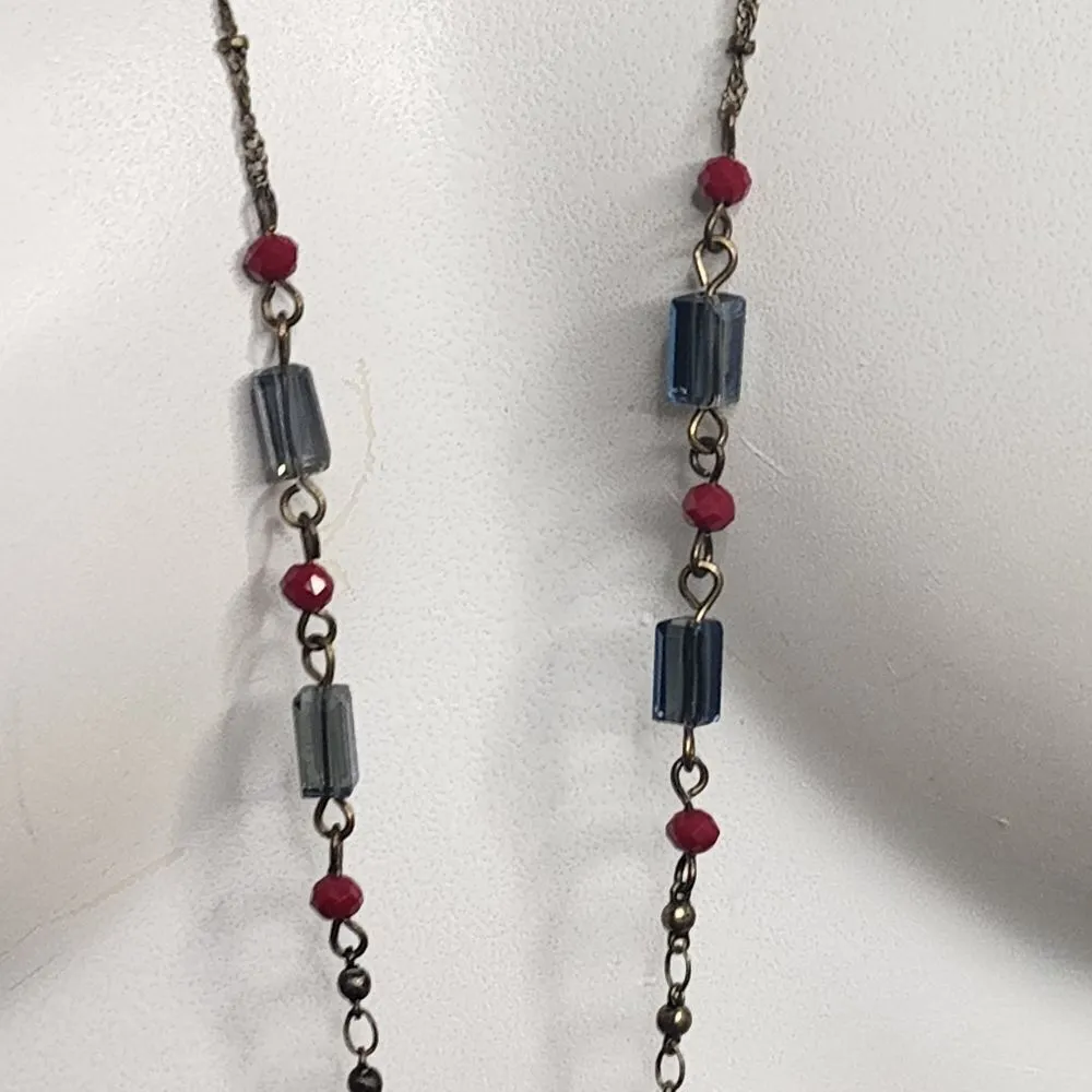 Express Gold Tone, Red, & Black Moon, Feather, & Elephant Necklace - Image 3