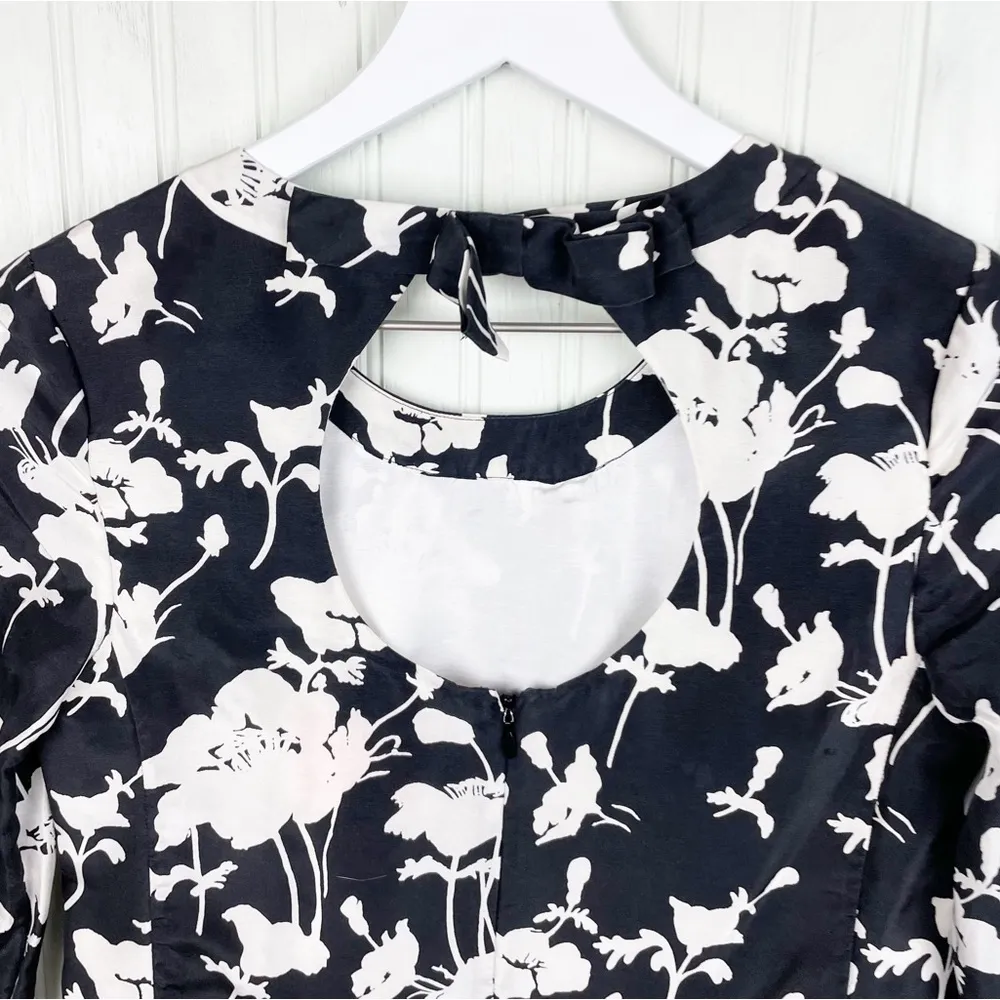 Kate Spade Florence Broadhurst Dorothy Shift Dress Black & White Floral Silk 00 - Image 6