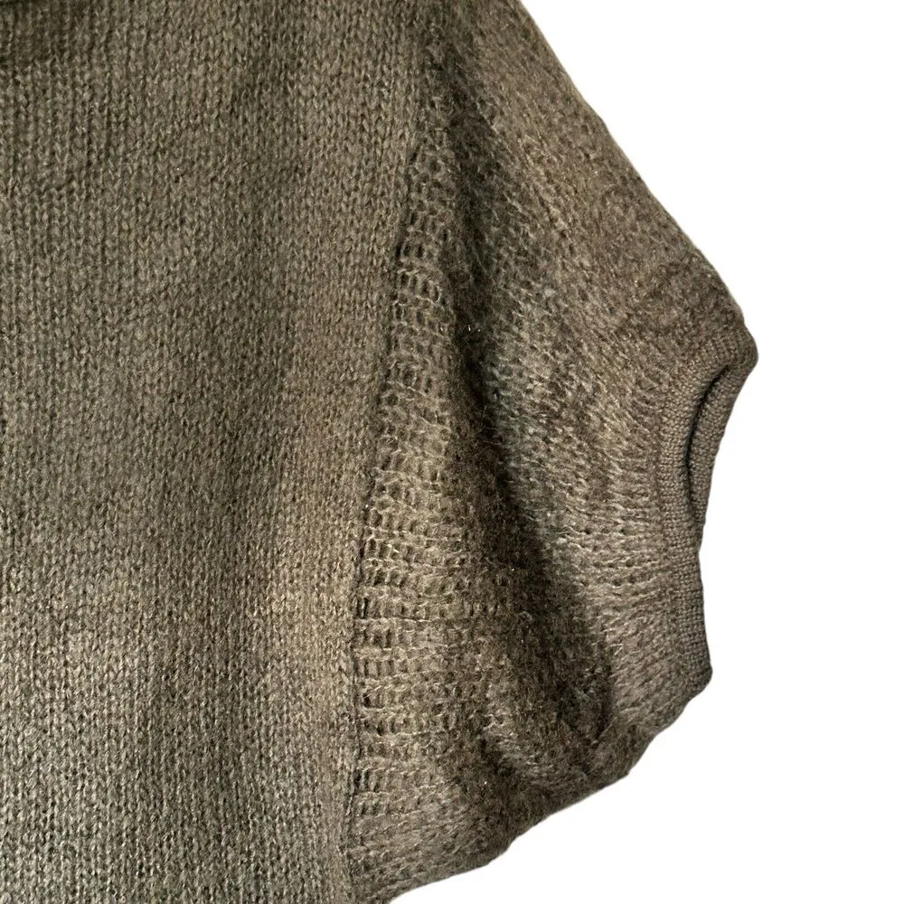 Wooden Ships Women's Open Knit Sweater Size S/M Boho cape sleeves Olive Green - Image 9