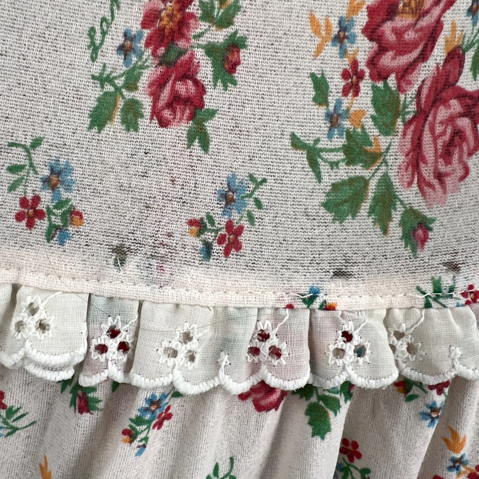 Vintage Lanz of Salzburg Floral Nightgown Eyelet Lace Maxi 52" No Size (Damage) White - Image 7