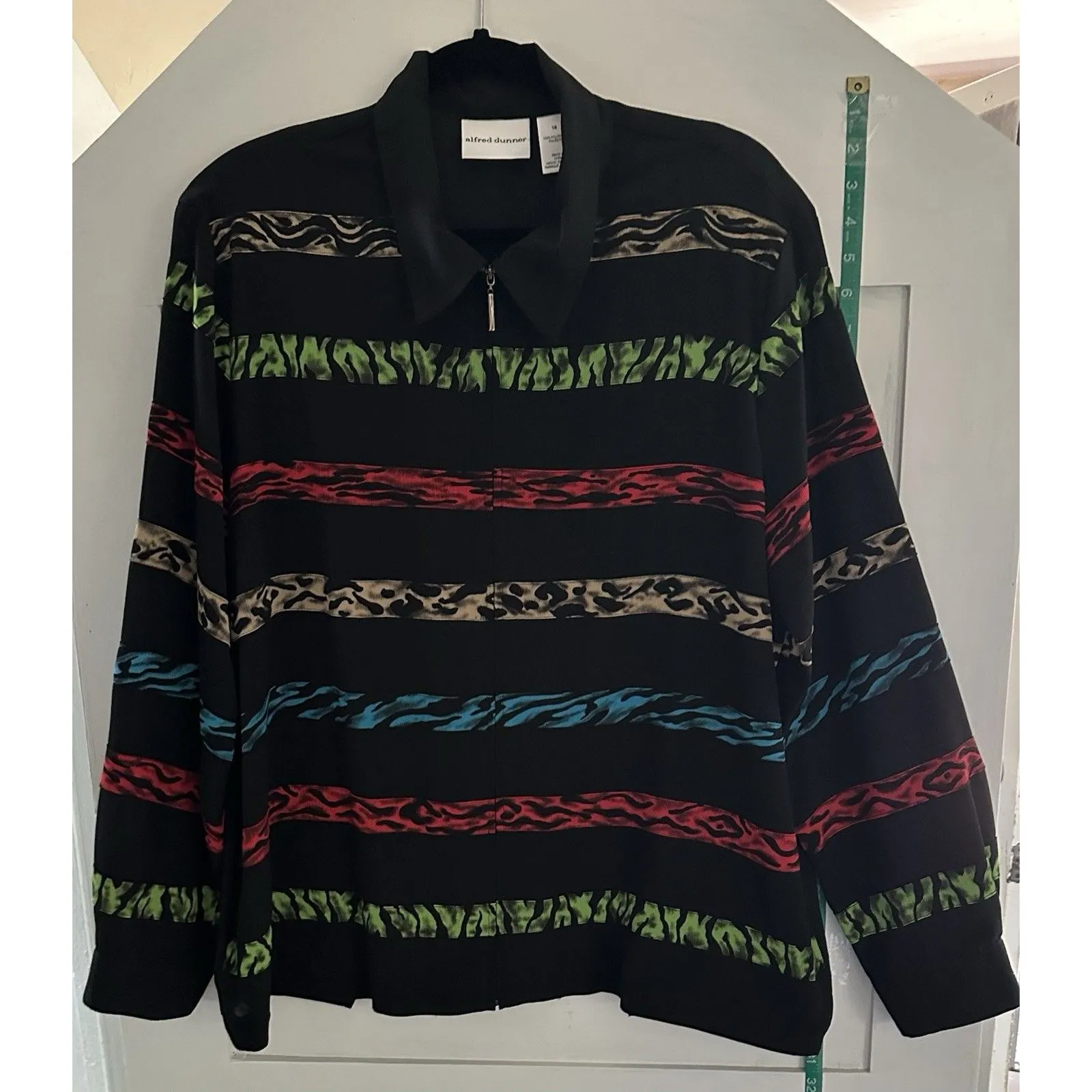 ALFRED DUNNER Long Sleeve Front Zip Lightweight Jacket Multi Color Stripes SZ 18 - Image 4