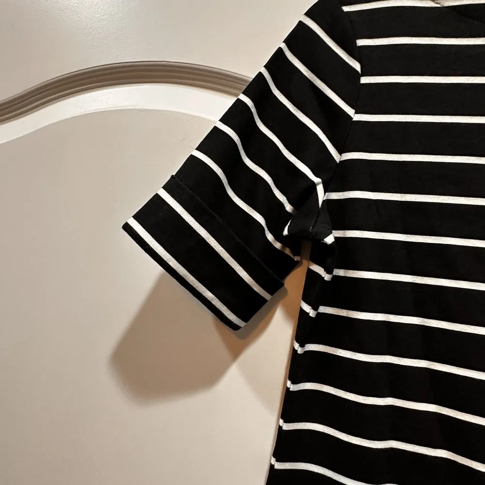 Karen Scott Sport Petite Small T-Shirt Dress Black & White Short Sleeves Cuffed - Image 3