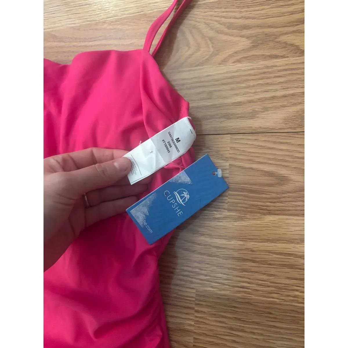 Cupshe Square Neck Pink One Piece Swimsuit Size Medium - Image 4