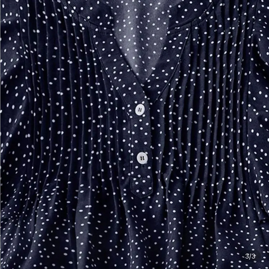 EMERY ROSE Casual V-Neck Half-Open Ruffle Sleeve Polka Dot Shirt - Image 3