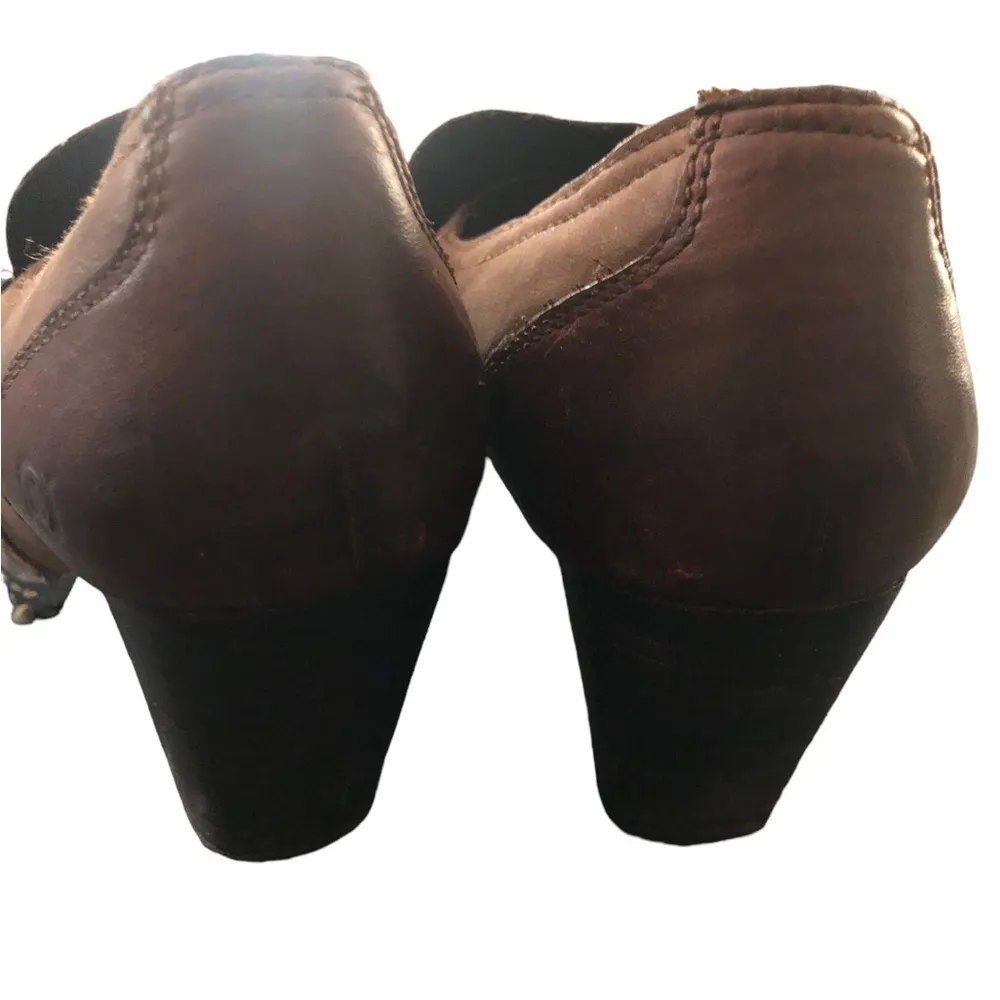 BORN Kiltie Double Mary Jane Brogue Western Leather Round Toe Pump Sz 8 M W61637 - Image 6