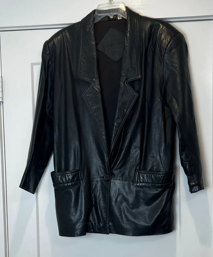 Preston & York vintage Black genuine Leather Women's Jacket size small. - Image 1