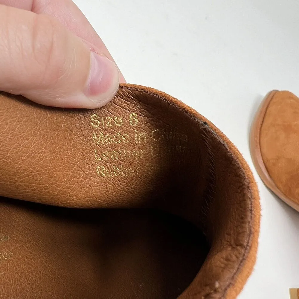 Sbicca Morrow Whiskey Grambling Tan Suede Leather Pointed Toe Mules Shoes Size 6 - Image 11