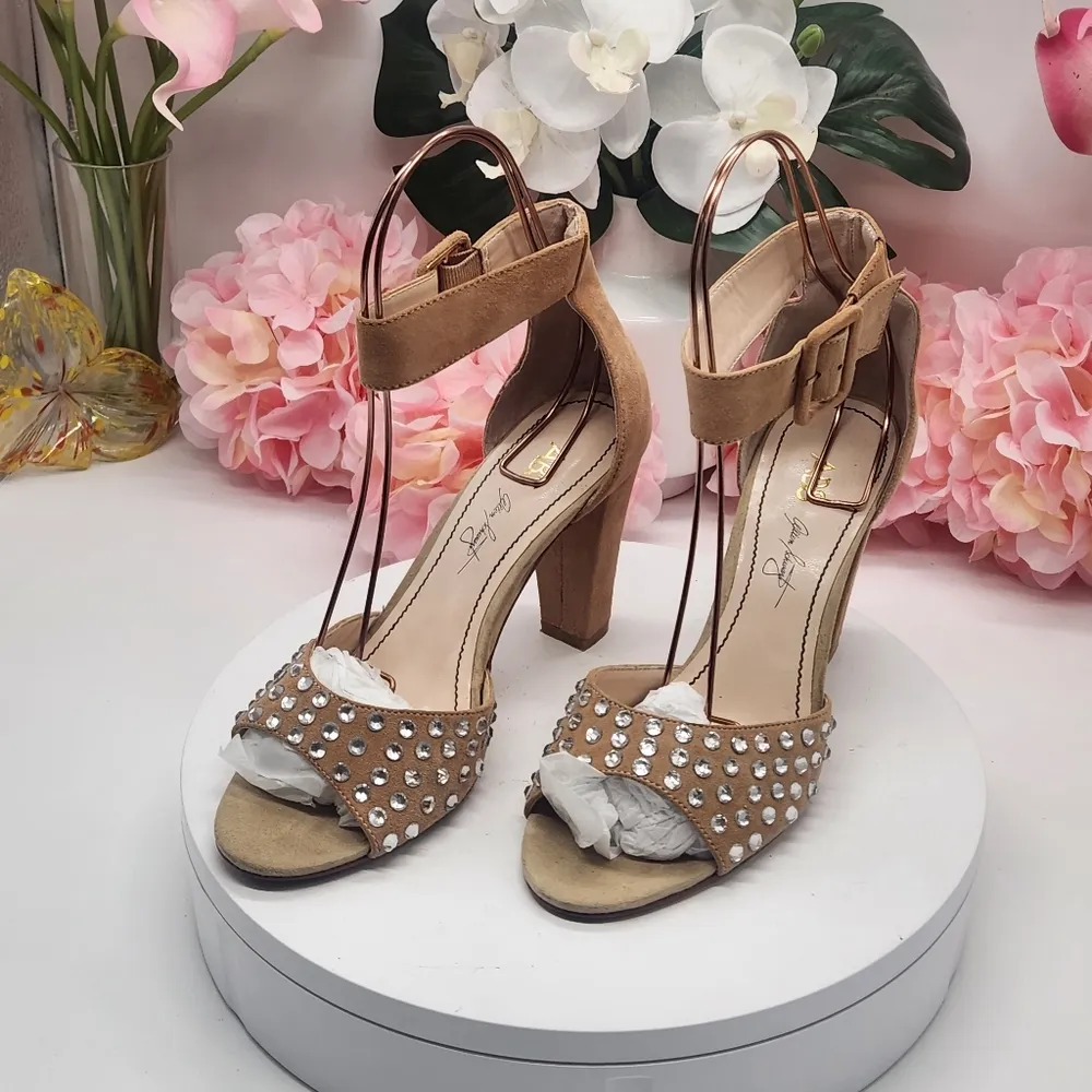 ABS Open-toed Rhinestone Pumps Size 8 - Image 6