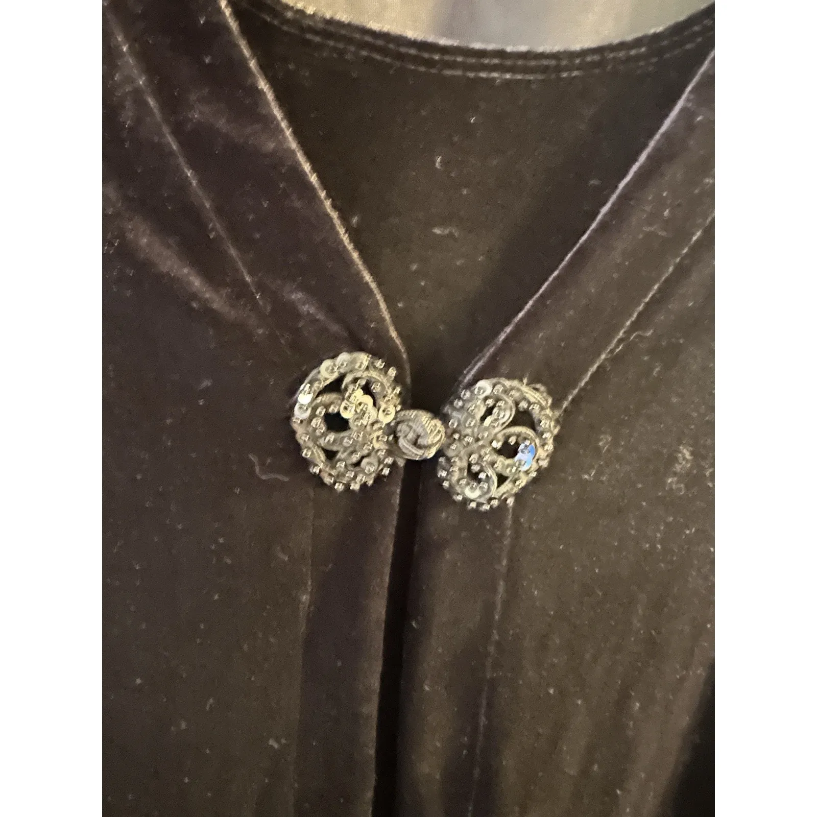 Vintage Velvet Black Cardigan Top Gemstone Accent WhiteStag Holiday Gothic XL - Image 7