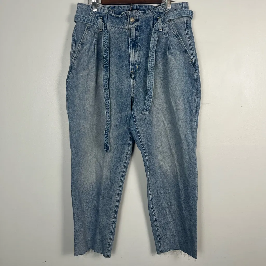New Abercrombie & Fitch Paperbag Waist Mom high rise Jeans size  14 - Image 3