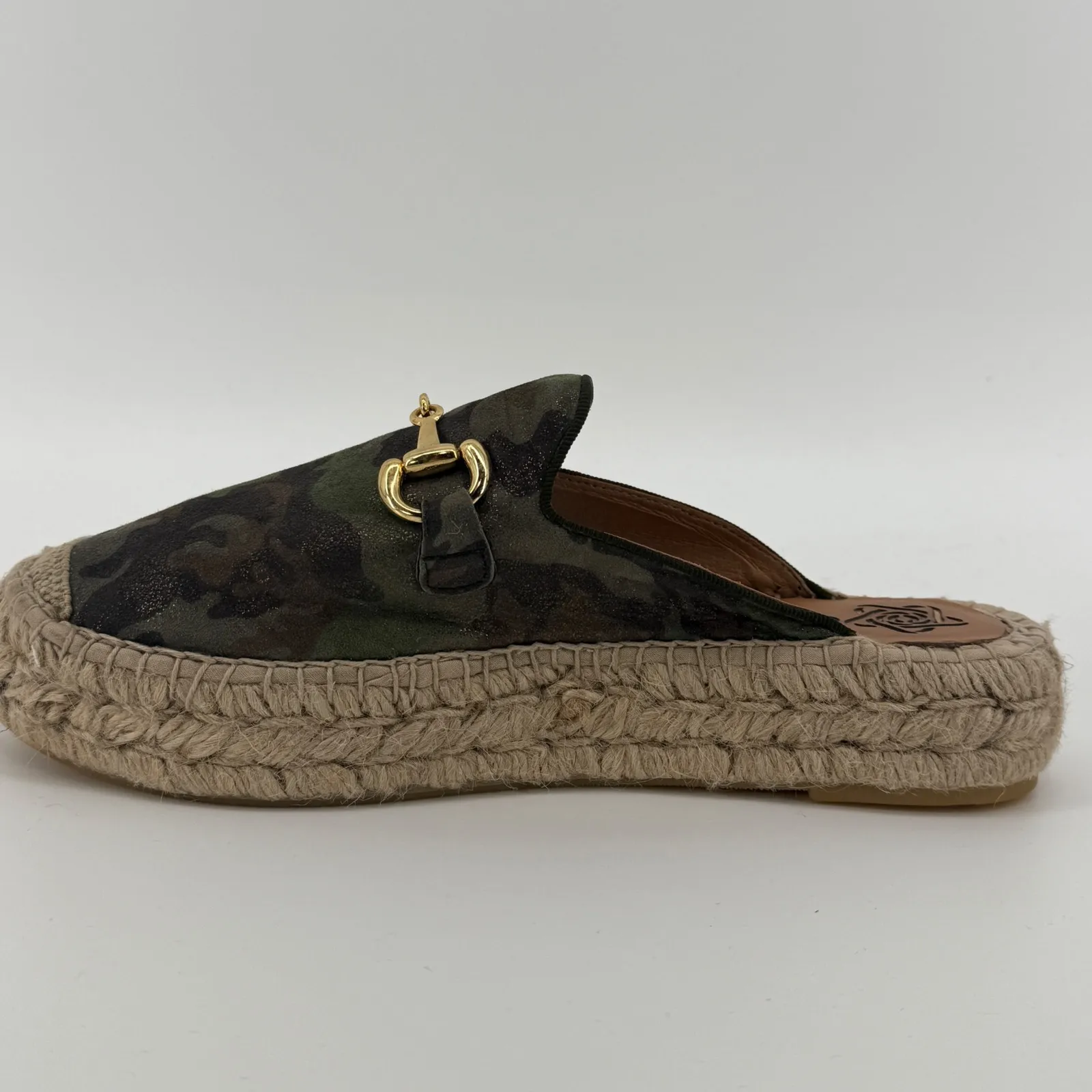 CONCHISA Women's Camouflage Espadrille Mules Slip On Flats Made in Spain size 39 Green - Image 6