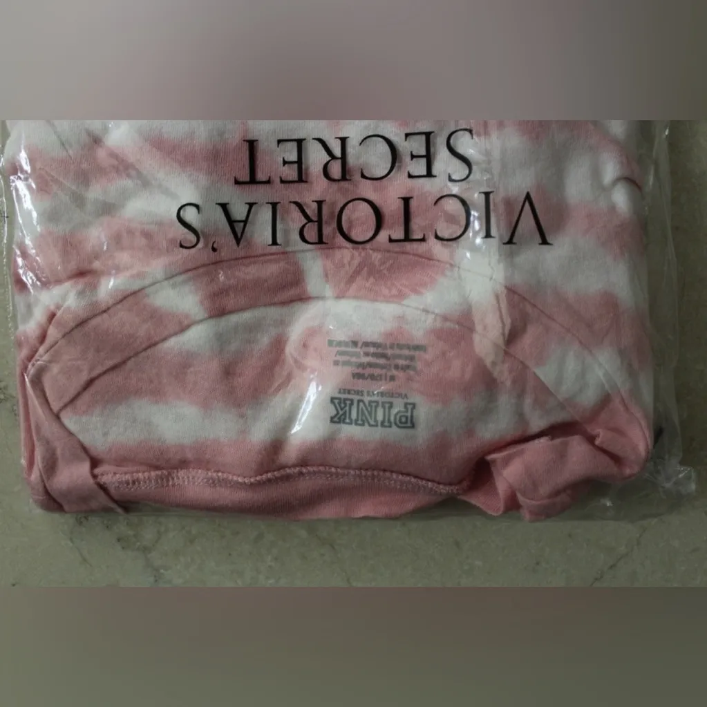 PINK Victoria's Secret Light Pink Tie-Dye Girlfriend Long Sleeve Crop Tee - Image 3