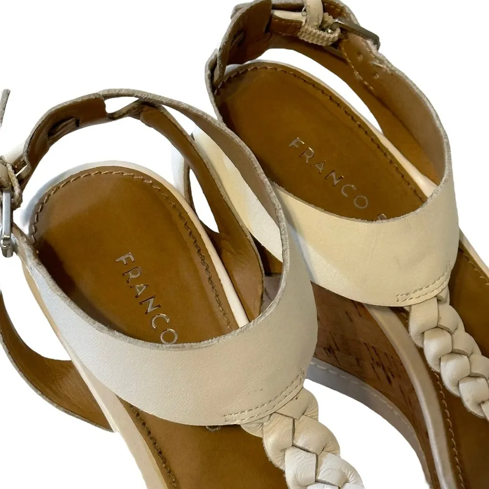 Franco‎ Sarto White Serenity Cork Wedge Heels Size 7.5M - Image 6