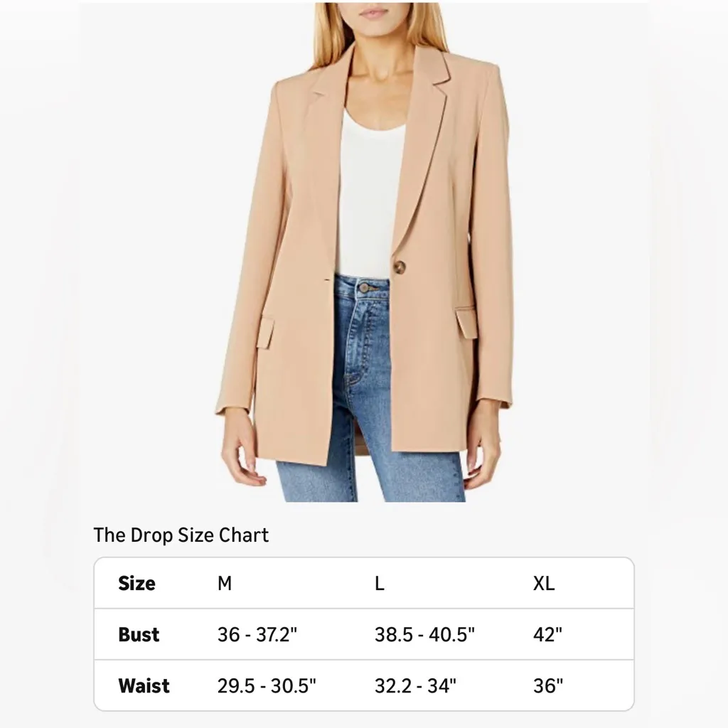 NEW The Drop Women's Blake Long Blazer XL Tan - Image 3