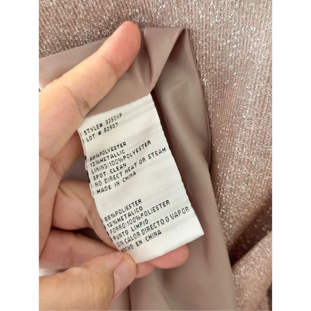XSCAPE Gown Size 6 Petite Rose Gold Glitter Maxi Formal Dress NWT - Image 12