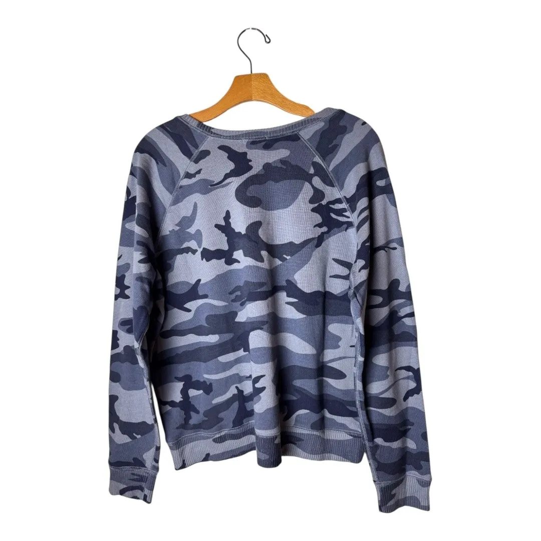 Rails Sweatshirt Women Medium Blue Indigo Camo Theo Long Sleeve Crew Athleisure - Image 3