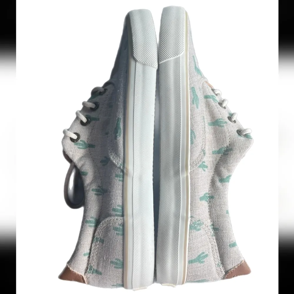 GH Bass Navigate Critter Womens 7M Cactus Print Beige Linen Canvas Boat Shoes Size 7 - Image 6